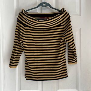 Vintage Venini Striped Off-Shoulder Top Gold & Black Srtetchy Large